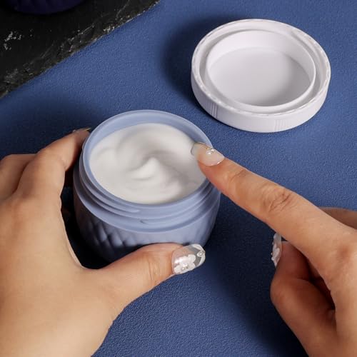 Kuangre Travel Containers for Toiletries, Silicone Cream Jars BPA-Free, TSA Approved 2oz Travel Size Containers, Leak-proof Silicone Jars with Lid for Cosmetic Face Hand Body Cream (4 Pack) - color: Blue, size: 2 Ounces