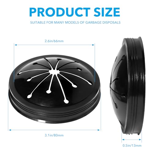 3 1/8" Inch Garbage Disposal Splash Guard with Garbage Disposal Drain Cover for Sink,Rubber Garbage Guard and Garbage Disposal Stopper for Whirlaway, Waste King, and GE Models (Black 3 1/8 in) - color: Black 3 1/8 in
