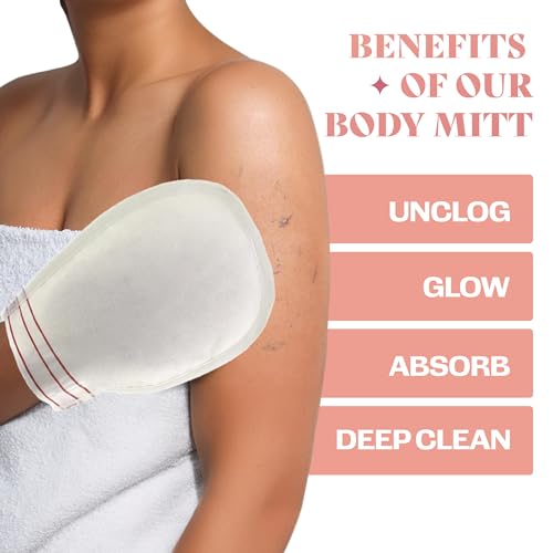 Exfoliating Glove (3 PCS) - Turkish Hammam Mitt for Bath, Exfoliating Body Scrubber Mitt, Dead & Dry Skin Remover for Body, Great for Spray Tan Removal, Smooth Skin Surface - color: 3 Count