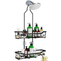 Shower Caddy Hanging Organizer, Extra Large Rack Over Showerhead with Hooks, Adjustable Height Shower Caddy for Big Shampoo Bottle, Black - color: Black - 2 Tier - XL
