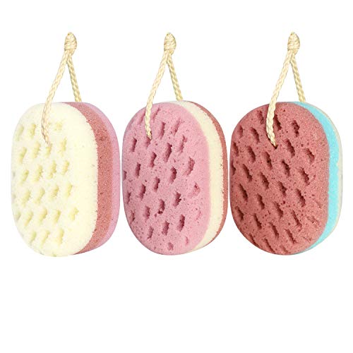 3 Pcs Bath Sponge for Women, Men, Adults, Kids. Sponge Loofah Body Scrubber Shower Sponge for Body Wash Bathroom, Body Sponge Bathing Accessories(Small Sizes) - color: Children/ Kids