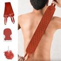 3 Pcs Exfoliating Bath Set with Back Scrubber Strap Shower Glove and Loofah Sponge for Deep Body Cleaning and Full Body Exfoliation(Red) - color: Red