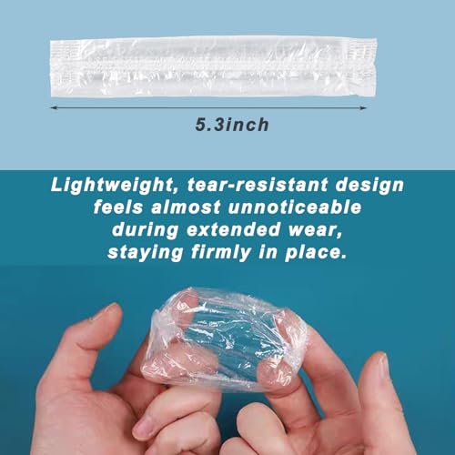 400 Pack Disposable Waterproof Ear Covers for Shower, Swimming & Hair Dye - Elastic Clear Plastic Ear Caps for Salon, Travel, Adults & Daily Use