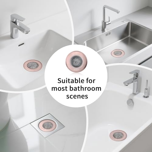 Shower Drain Hair Catcher, Fast Drainage Bathtub Drain Hair Catcher, Easy Clean Hair Catcher Shower Drain, Upgraded 304 Stainless Steel Shower Drain Cover For Shower Regular & Pop-up Drain (Rose Gold) - color: Pink