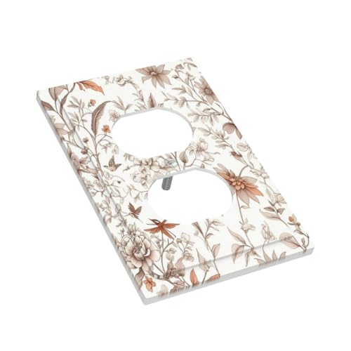Decorative Outlet Covers Boho Floral Beige Flower And Leaf Botanical 1 Gang Duplex Light Switch Cover Plate Electrical Switch plates Wall Plates Receptacle Covers for Bathroom Bedroom Decor - color: Boho Floral Beige Flower And Leaf Botanical, size: 1 Gan