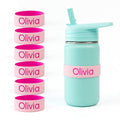 Mabel’s Labels Personalized Two-Tone Engraved Silicone Name Bands – Reusable Dishwasher-Safe Name Bands for Water Bottles, Sippy Cups & Drinkware (Pink & Light Pink, 6 Pack) - color: Pink, size: 6 Count (Pack of 1)