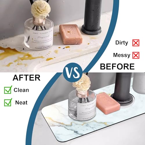 Faucet Mat for Kitchen Sink Absorbent Splash Guard Bathroom 15.5"X5.5" - size: 15.5" x 5.5"