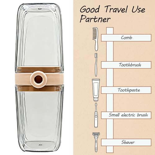 Sunenlyst Travel Toothbrush Holder, Travel Toothbrush Case for Traveling, Large Capacity Toothbrush and Toothpaste Travel Case, 1Pcs Tooth Brush Holder with Cover for Camping, Business Trip and School