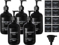 (5Pack) Black Shower Bottles Refillable with Labels, 16.9oz Reusable Shampoo and Conditioner Bottles,Shampoo Dispenser Bottles - color: Black