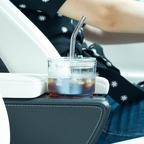 BLUEPOLAR 13oz/400ml Tumbler Water Glass, Cups with Straw and Lid Sealed Carry on for Coffee, Iced Tea, Thick Wall Insulated Glass Cup(white) - color: White