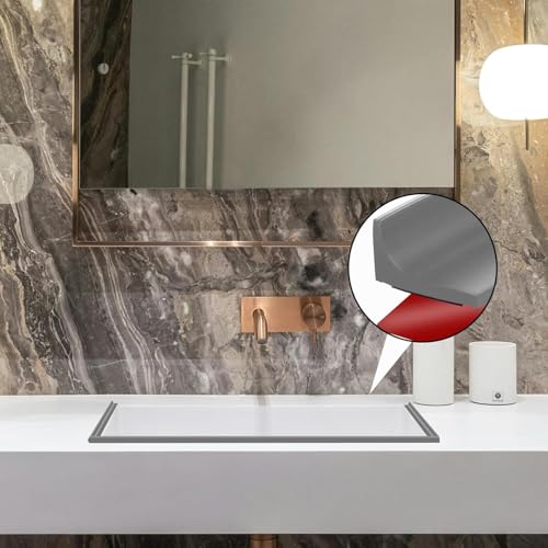 78 Inch Shower Threshold Water Dam, Silicone Barrier Shower Door Bottom Seal Strip, Self Adhesive Waterproof Barrier, for Kitchen Countertop Sink, Cooktop, Bathroom (Grey) - color: Gray, style: 78in