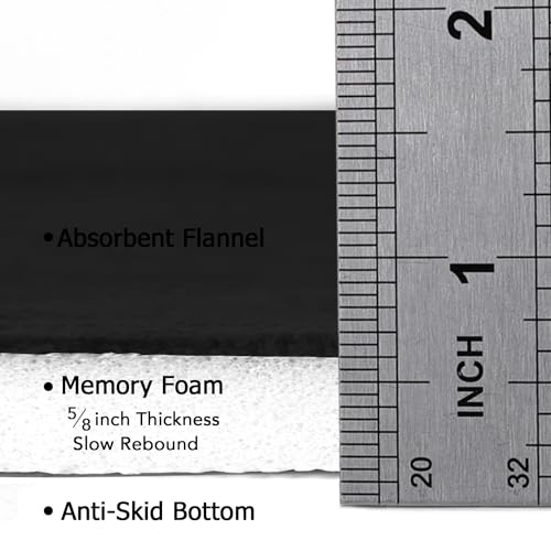 Flamingo P Memory Foam Bathroom Mat Rug Non Slip Bath Shower Mats,20x32,Black - color: Black Wavy Line, size: 32" X 20"