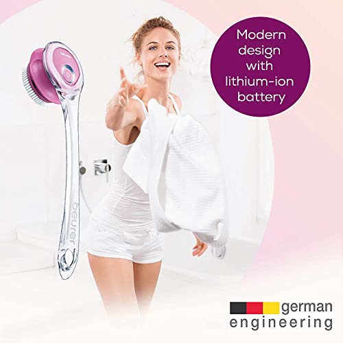 Beurer FC55 Electric Body Scrubber for Exfoliating and Massage, Waterproof for Showering, Cordless and Rechargeable, Spinning Skin Cleansing Brush with 2 Attachments - style: FC55 - Rechargeable, Removable Handle