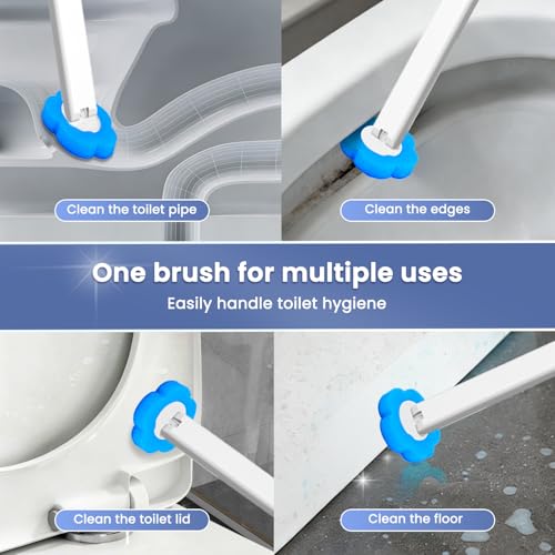 Toilet Brush and Holder - No Touch Wall Mount Disposable Bowl Cleaners Set,Snap-On Quick Cleanup Hygienic Wand,for Small Condos,Compact Bachelor Apartments and Quick Daily Cleanups