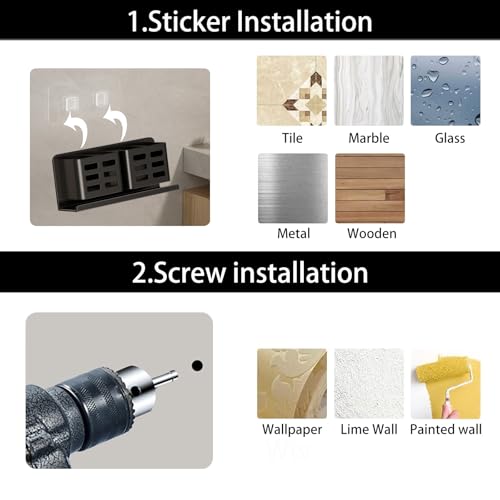 Aluminum Toothbrush Holder， Wall-Mounted，Bathroom Rack，4 Slot，Black | Bracket Shower Toothbrush Razor Holder Suitable for Toothbrush, Toothpaste, Razor and Comb etc Bathroom Storage - size: Black four slots