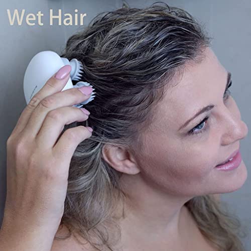 Portable Electric Mini Scalp Massager, Head Scratcher for Hair Growth, Deep Clean and Stress Relax, IPX7 Waterproof Rechargeable, Pets Massager - color: Grey, size: Standard