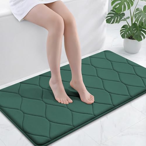 Smiry Memory Foam Bath Mat 44''x24'', Ultra Soft Non-Slip Bathroom Rug, Plush Water Absorbent Quick Dry and Machine Washable Floor Mat for Shower, Tub & Home Decor, Hunter Green - color: Hunter Green, size: 44''x24''