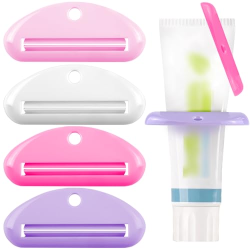 4 Pcs Toothpaste Squeezer,Plastic Toothpaste Tube Squeezer Toothpaste Dispenser Hanging Toothpaste Clip Toothpaste Holder for Bathroom,Suitable for Toothpaste Cream Cosmetics and Paint(Colorful)
