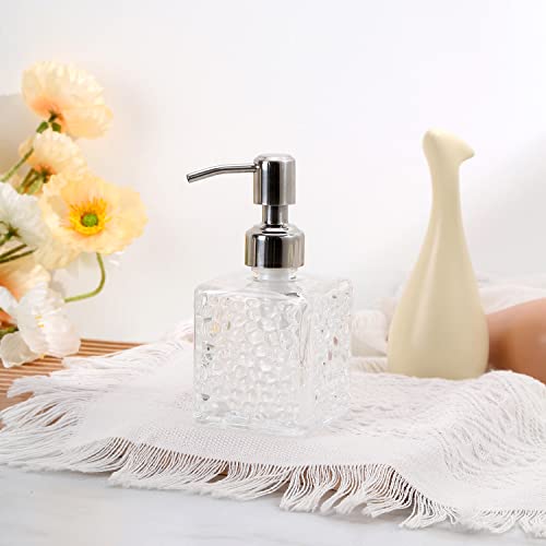 YunNasi Soap Dispenser with Stainless Steel Pump, Clear Crystal Design, Vintage and Elegant, Refillable Liquid Hand Soap Dish Soap Dispensers for Bathroom Counter, Kitchen Sink (Style 3) - color: Style 3