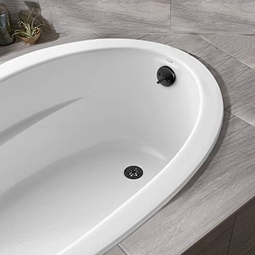 Matte Black Trip Lever Tub Trim Kit Set with Trip Lever Overflow Face Plate, No putty Gasket,Trip Lever Bathtub Drain with Strainer, Overflow and Matching Screws, No putty installation By Artiwell - color: MATT BLACK