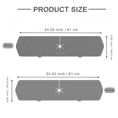 Super-Long Silicone Sink Tray, Faucet Liquid Collection pad, Table top Protection pad for Kitchen and Bathroom. (Grey) - color: Medium Gray