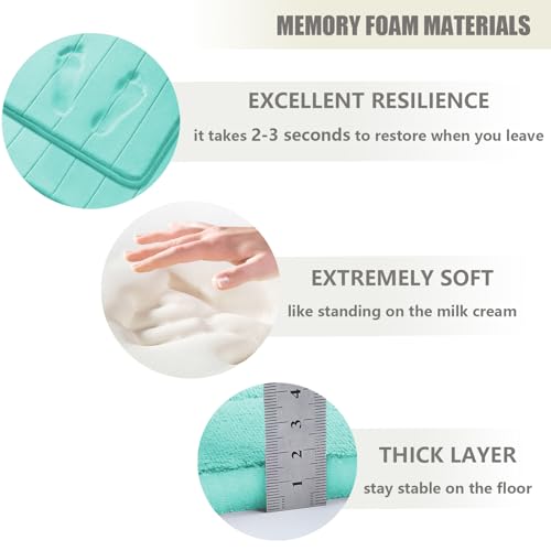 Memory Foam Bath Rugs 3 Piece Thick Soft Bath Mats for Bathroom Water Absorbent Bath Shower Rugs with Non-Slip PVC Bottom,Lake Blue - color: Lake Blue