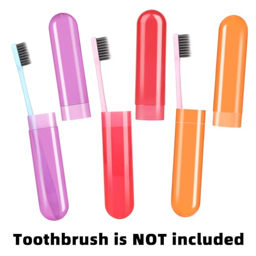 6 Pack Travel Toothbrush Case, Breathable Portable Toothbrush Holder, Plastic Toothbrush Cover Container for Couples Valentine Gifts, Traveling, Bathroom, School, Home, Business, Camping - color: Red+Blue+Orange+Purple+Pink+Lucency