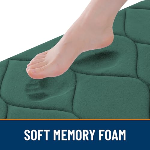 Smiry Memory Foam Bath Mat 47''x24'', Ultra Soft Non-Slip Bathroom Rug, Plush Water Absorbent Quick Dry and Machine Washable Floor Mat for Shower, Tub & Home Decor, Hunter Green - color: Hunter Green, size: 47''x24''