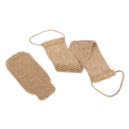 Ipetboom 2pcs Natural Sisal Back Scrubber and Bath Rub Glove Set Exfoliating Mitt for Shower and Bath Deep Cleaning Glove and Strap