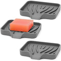 AIMAIAIMAI 3-Pack Silicone Soap Dish Set – Bar Soap Holder with Self-Draining Design, Easy-Clean Tray for Shower, Bathroom, Kitchen, and Tub (Gray) - color: Grey