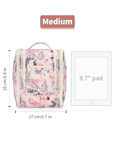 Narwey Small Hanging Toiletry Bag Women Travel Makeup Bag Organizer Toiletries Bag for Travel Size Essentials Accessories Cosmetics(Medium, Beige Bird) - color: B-Beige Bird, size: Medium