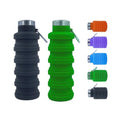 Collapsible Water Bottles，17oz Large capacity Silicone Water Bottle with Carabiner，Reusable Foldable Lightweight Sports Water Bottle for Travel Gym Camping Hiking (Black + Green) - color: Black + Green
