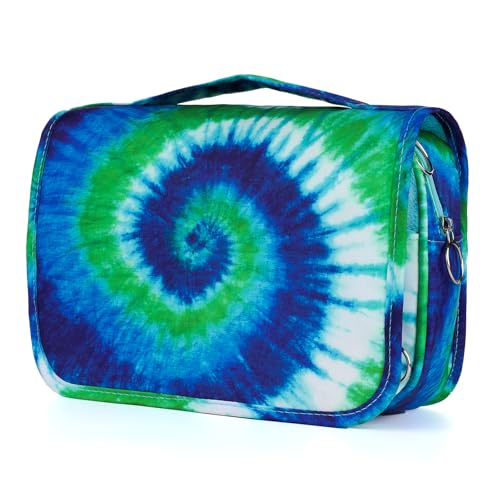 Tie Dye Hanging Toiletry Bag for Girls, Travel Toiletry Bag for Teen Girls Cosmetic Makeup Waterproof Wash Bag Traveling Toiletries, Blue - color: Blue Tie-Dye