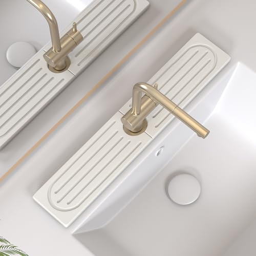 Stone Faucet Mat for Kitchen Sink, Water Absorbing Sink Water Splash Guard, Fast-Drying Kitchen Sink Faucet Mat, Durable Protector and Stone Drying Mat for Kitchen Counter & Bathroom Sink - color: White Gray Style 2, size: 20" x 4"