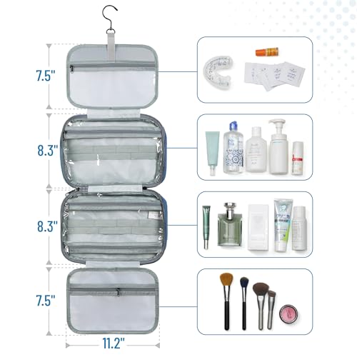 Ms. Pen- Travel Toiletry Bag Organizers, Teal | Makeup Travel Bag for Toiletries with Hanging Hook, Water-Resistant, Christmas Gift
