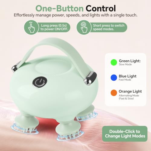IOOKAN Scalp Massager, Electric Head Massage Scalp Stress Relax | IP67 Waterproof, 3 Massage Modes Tangle-Free & 186 Massage Nodes, Head Neck Shoulder Pets Use, Gift for Dad Mom - color: Light Green