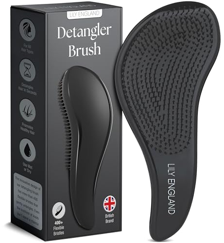 Lily England Hair Brush for Men with Curly, Thick, Straight & Natural Hair - Lightweight Mens Brush with Smooth Flexible Bristles - Black Hairbrush for Man with Wet & Dry Hair - color: Matte Black