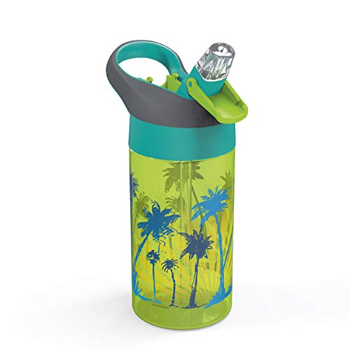 Zak Designs 16oz Riverside Beach Life Kids Water Bottle with Straw and Built in Carrying Loop Made of Durable Plastic, Leak-Proof Design for Travel, 2PK Set - color: Beach Life and Surfing Boards