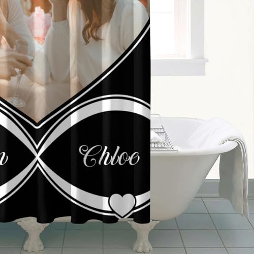 Personalized Shower Curtain Set Custom Photo Shower Curtains Modern Minimalist Home Bathroom Curtain Decor with 12 Hooks 72 Inch Wide * 72 Inch High - color: 1 Photo-2, size: 72"W x 72"L (Pack of 1)