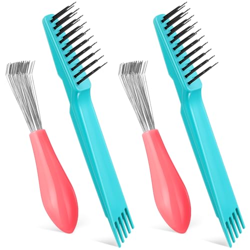 Boao 4 Pcs Hair Brush Cleaning Set Tool Mini Hair Cleaning Brush Cleaner Tool for Removing Dust Home Salon Use(Green) - color: Green