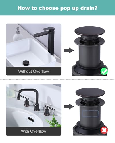 Bathroom Sink Drain Without Overflow, ARCORA Oil Rubbed Bronze Pop Up Drain for Vessel Sink Clicker Drain Stopper - color: Oil Rubbed Bronze-1 Pack, style: Pon Up Without Overflow