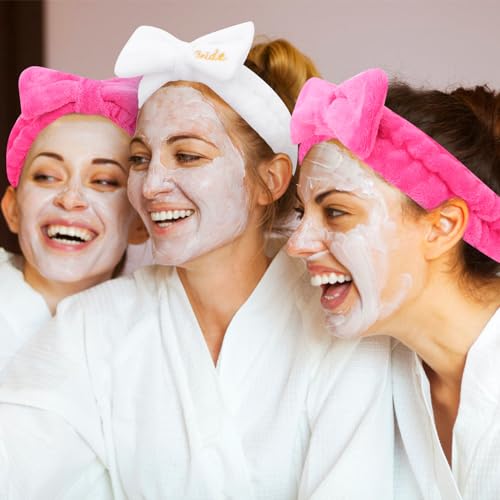 Semato Bachelorette Party Favor Set - Bride & Bridesmaid Spa Headbands (1 Bride + 7 Hot Pink) - color: 1 bride+ 7 hot pink
