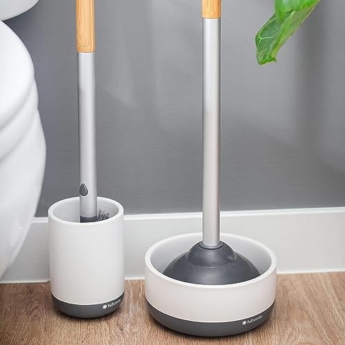 Full Circle Scrub Queen, Bathroom Toilet Brush with Ceramic Holder and Instant-Dry Coating for Mold & Mildew Prevention, More Hygenic Toilet Cleaning Scrubber, Replaceable Head, White - color: Starter Kit, style: Toilet Brush