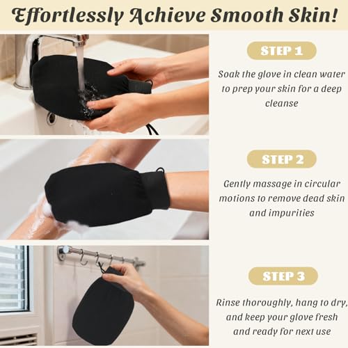 2-Pack Hemp Bath Gloves – Natural Shower Mitts for Body Scrub, Gentle Exfoliating Washcloth Mittens for Men & Women Skincare