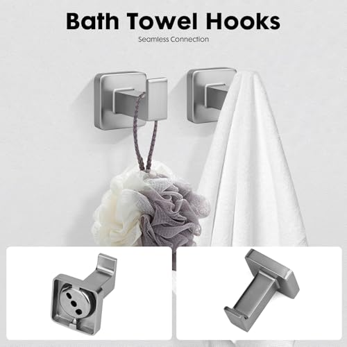 5 Pieces Brushed Nickel Bathroom Hardware Set,Wall Mounted 23.6 inch Towel Bar Set,Towel Rack Set,Toilet Paper Holder, Bathroom Accessories Set - color: Brushed Nickel