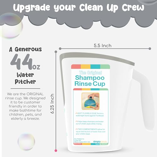 Shampoo Rinse Cup for Kids | Baby Bath Pail | Tear Free Baby Rinser Pail - color: White/Gray