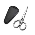 Small Precision Scissors, 3.5in Beauty Grooming Kit | Stainless Steel, Multi-Purpose Travel Tools for Facial Hair, Eyebrow, Eyelash, Beard, Moustache Trimming, with PU Sheath - color: Stainless Steel Color