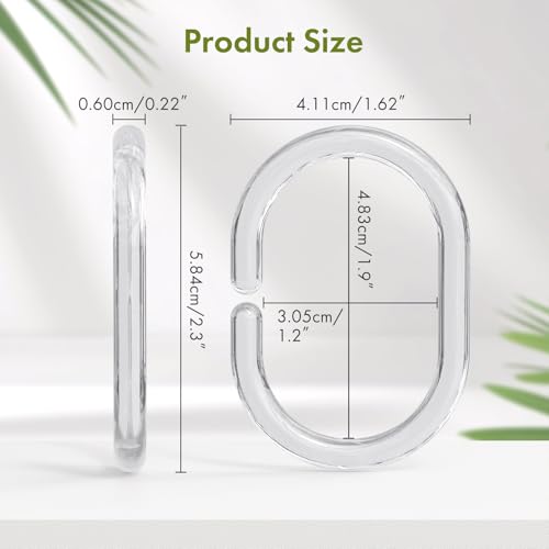 Amazer Shower Curtain Rings, 24 Pcs Plastic Shower Curtain Hooks, Clear Shower Curtain Hooks Rings, Rust Proof Shower Rings C Shaped Shower Hooks for Shower Curtain and Liner Bathroom - color: Clear C-shape, size: 24 Pack