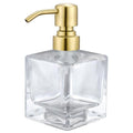 Square Bathroom Soap Dispenser Brushed Gold, Glass Bottles with Stainless Steel Pump 8.4 OZ Cube Liquid Soap Dispenser Hand Kitchen - color: Gold, size: 8.4oz-Square