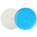 V-TOP Tub Stopper 2 Pack, 6 inches Large Silicone Drain Plug Hair Stopper Flat Suction Cover for Kitchen Bathroom and Laundry - color: 6" White&blue
